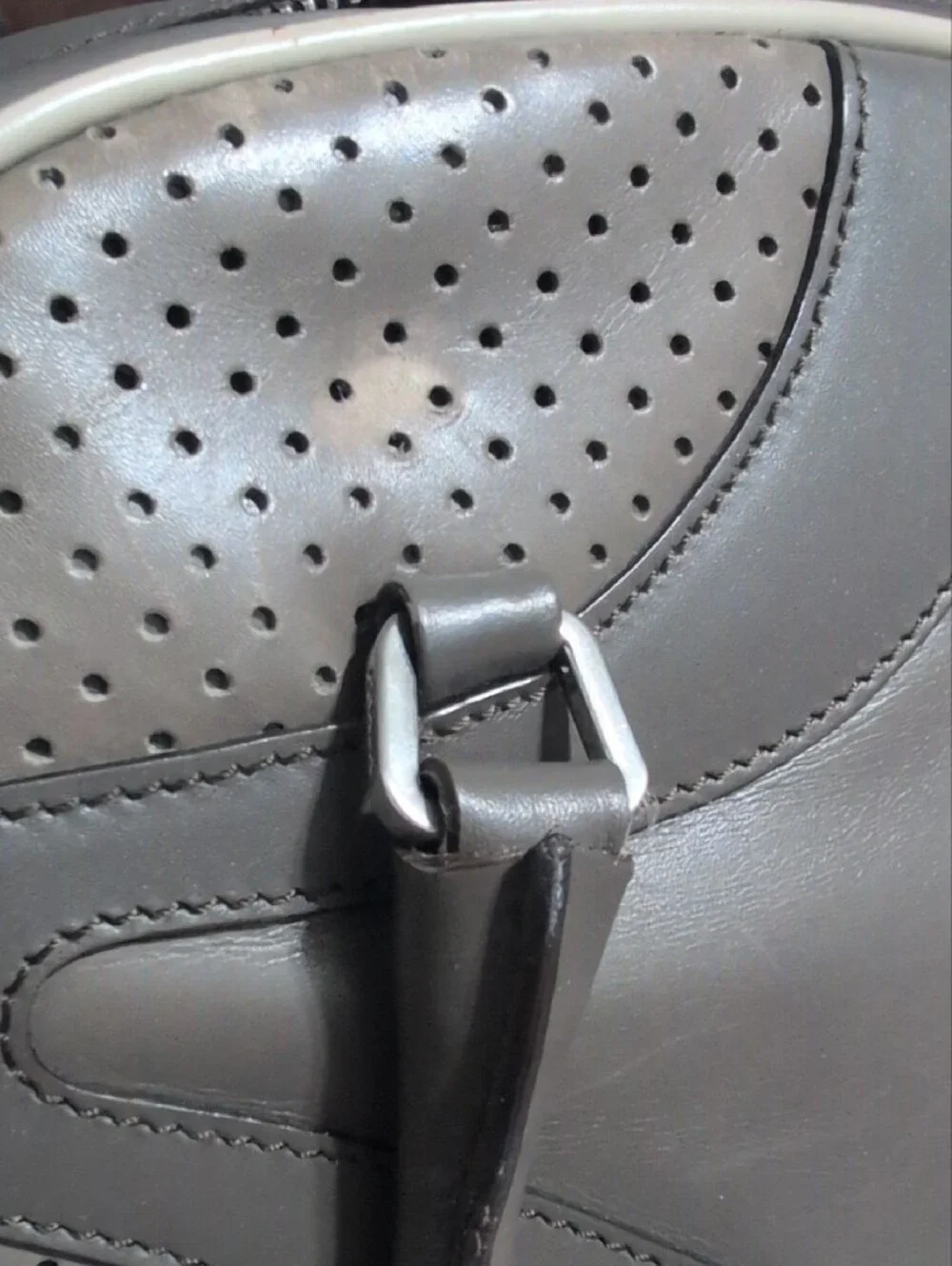 PRADA Vitello Drive Perforated Bowler Bag - Gray